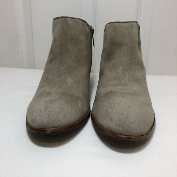 Sam Edelman Leather Suede Petty Zipper Tan grayish Putty Ankle Booties  10M - Picture 3 of 15